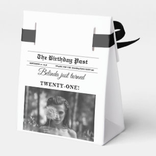 Birthday Newspaper Fun Black & White Photo Favour Box