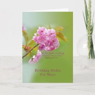 Birthday, Niece, Cherry Blossoms, Religious Card