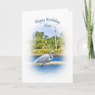 Birthday,  Niece, Great Egret Card