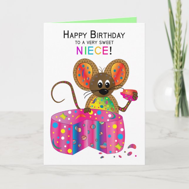 Birthday, Niece, Mouse, Kaleidoscope Collection Card (Front)