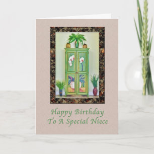 Birthday, Niece, Still Life with  Antique Cabinet Card