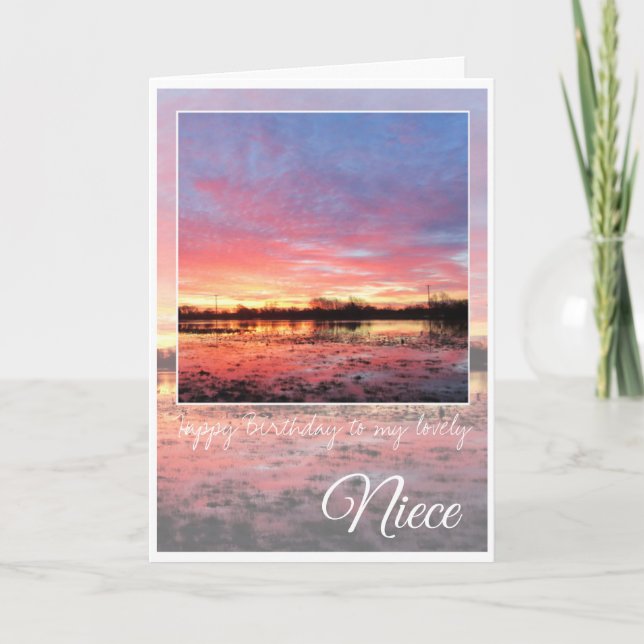 Birthday Niece, Stunning Pink Sunrise. Card (Front)