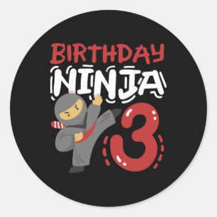Birthday Ninja 3 Years Old Karate Kids 3rd Birthda Classic Round Sticker