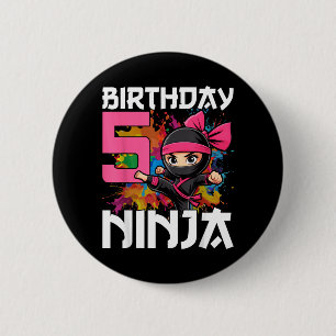 Birthday Ninja 5 Year Old Girl 6 Cm Round Badge