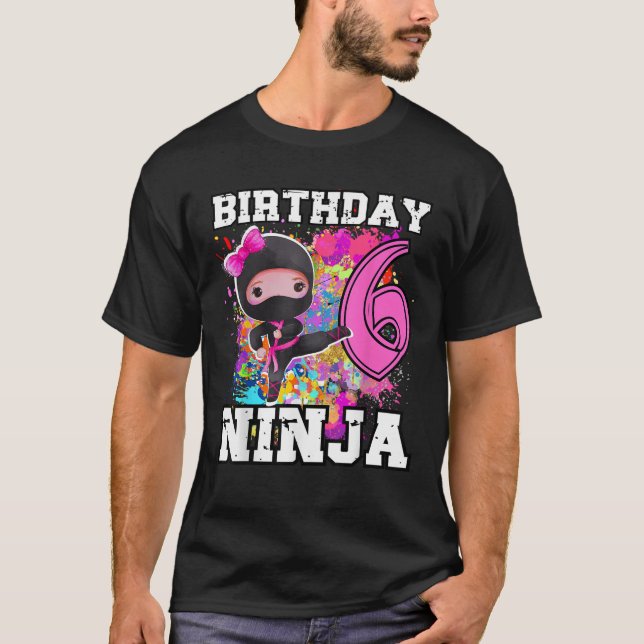 Birthday Ninja 6 year old Funny Ninja Party Birthd T-Shirt (Front)