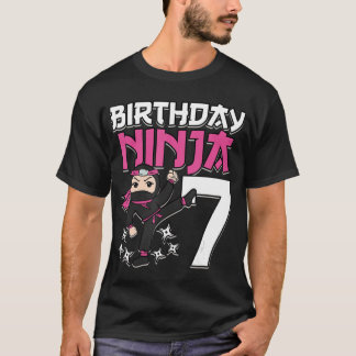Birthday Ninja 7 Girl Pink Shinobi Themed 7th B-Da T-Shirt