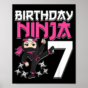 Birthday Ninja 7 Girl Pink Shinobi Themed 7th Poster