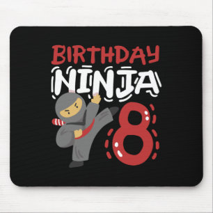 Birthday Ninja 8 Years Old Karate Kids 8th Birthda Mouse Pad