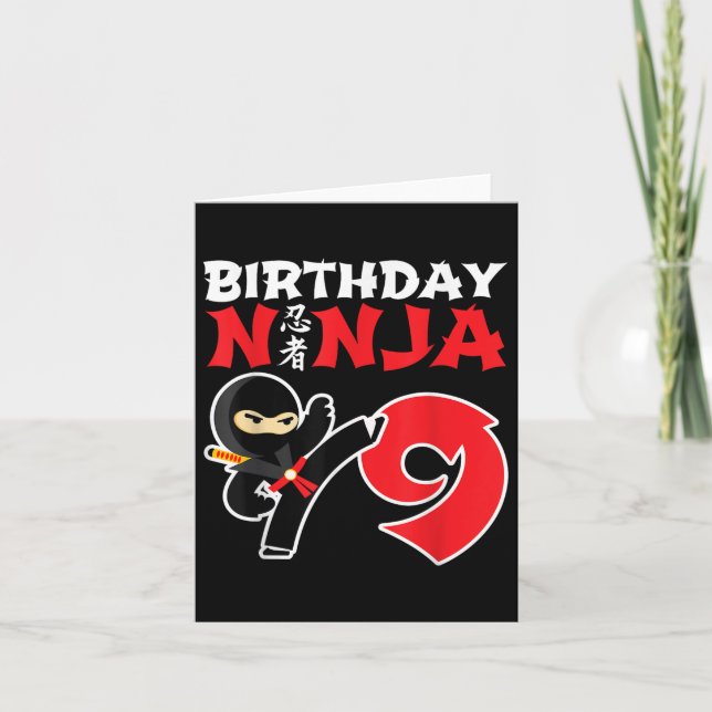 Birthday Ninja - 9 Year Old Ninja Party - Birthday Card (Front)
