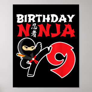 Birthday Ninja - 9 Year Old Ninja Party - Birthday Poster