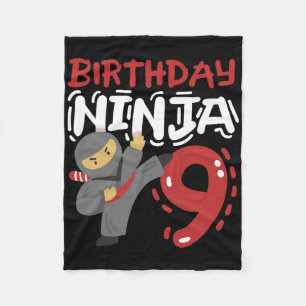 Birthday Ninja 9 Years Old Karate Kids 9th Birthda Fleece Blanket