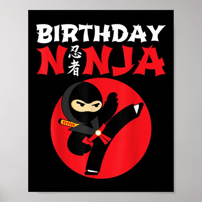 Birthday Ninja - Kids Ninja Birthday Party - Birth Poster (Front)