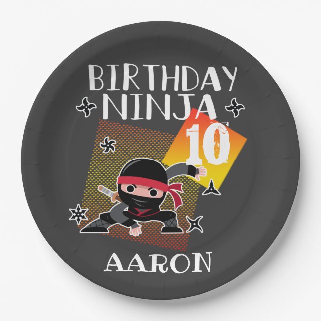 Birthday Ninja Party Theme Art Martial Lovers   Paper Plate (Front)