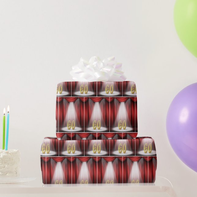 Birthday Number 60 in Stage Spotlight Wrapping Paper (Party Gifts)