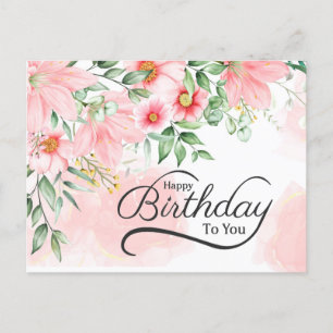 Birthday Numbers 6:24-26 Bible Verse Pink Floral Postcard