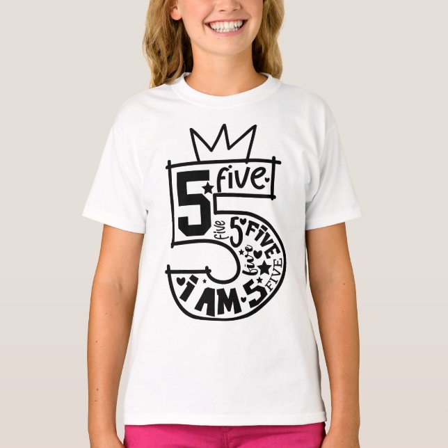 Birthday Numbers for Girls - 5 Years  T-Shirt (Front)