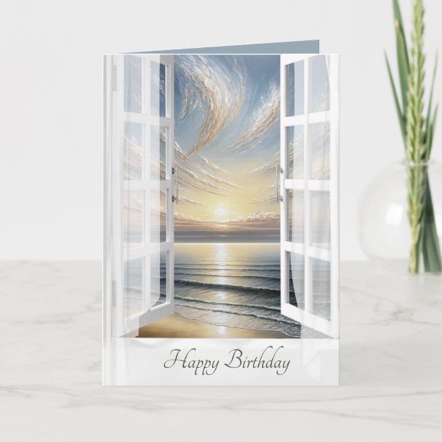 Birthday Ocean Sunrise Window Card (Front)