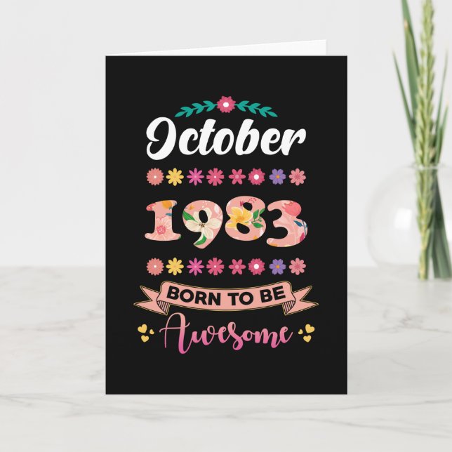 Birthday October 1983 Gift Woman Card (Front)
