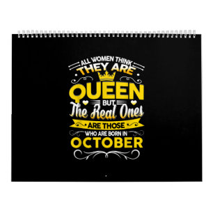 Birthday October Gift Born In October Queen Calendar