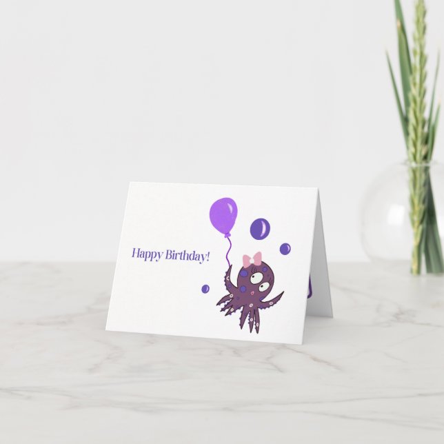 Birthday octopus  holiday card (Front)