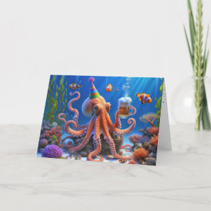 Birthday Octopus With a Beer Card