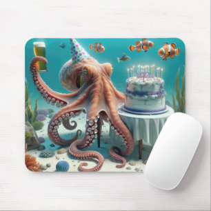 Birthday Octopus With a Beer Mouse Pad