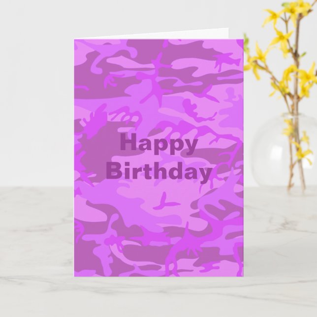 Birthday Old Age Light Purple Camouflage Greeting Card (Yellow Flower)