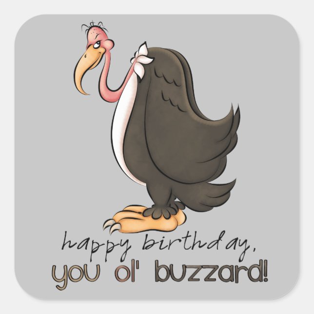 Birthday old buzzard mens party sticker (Front)