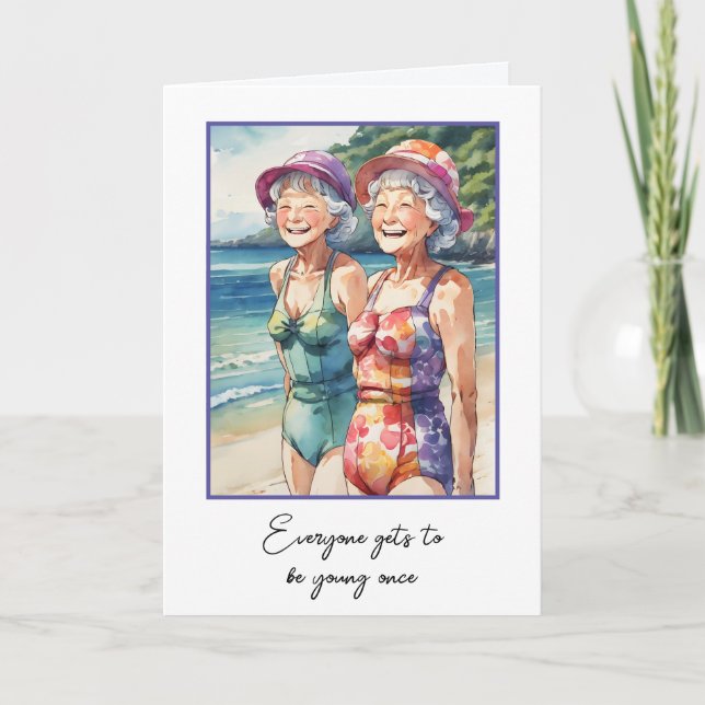 Birthday Old Ladies In Swimsuits Card (Front)