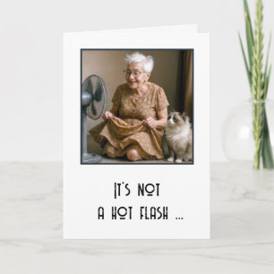 Birthday Old Lady Cooling Off By a Fan Card