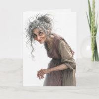 Birthday Old Lady In Faded Dress