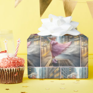 Birthday Old Lady Standing On a Street Vent Wrapping Paper