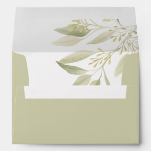 Birthday olive green branch botanical envelope
