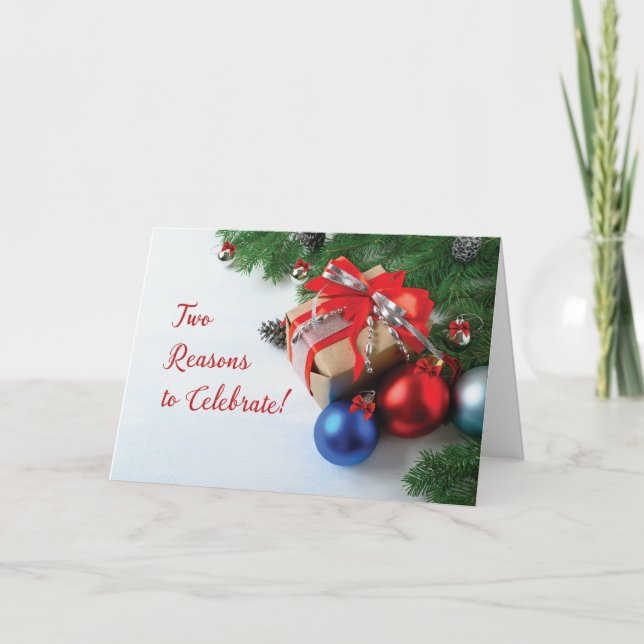 Birthday on Christmas Double the Celebration Card (Front)