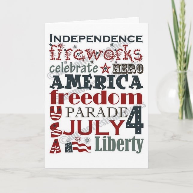 **BIRTHDAY** ON THE **4th OF JULY** E N J O Y!!! Card (Front)