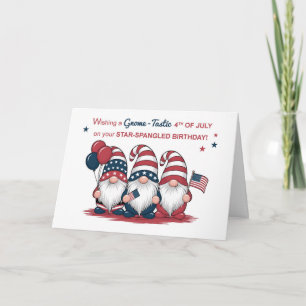 Birthday on the Fourth of July Patriotic Gnomes Card
