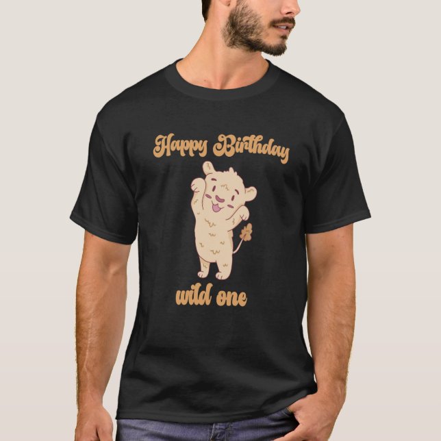 Birthday One Wild Lion Animals Celebration Boy Gir T-Shirt (Front)