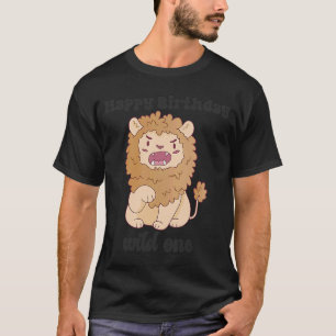 Birthday One Wild Lion Animals Celebration Boy Gir T-Shirt
