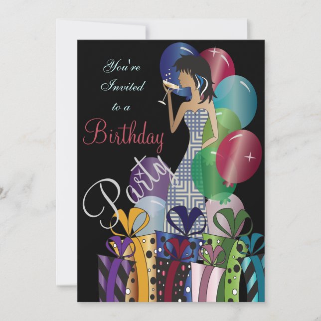 Birthday or Bachelorette Party Cocktail Diva Girl Invitation (Front)