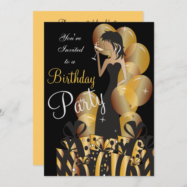 Birthday or Bachelorette Party Cocktail Girl Invitation (Front/Back)