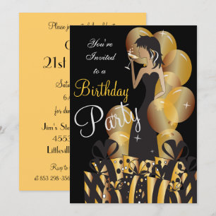 Birthday or Bachelorette Party Cocktail Girl Invitation