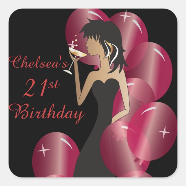 Birthday or Bachelorette Party Diva Princess Girl Square Sticker (Front)