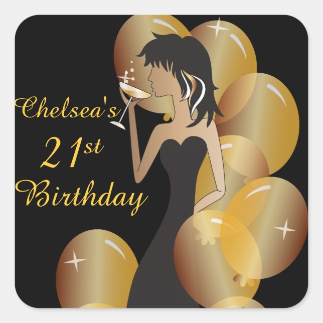 Birthday or Bachelorette Party Diva Princess Girl Square Sticker (Front)