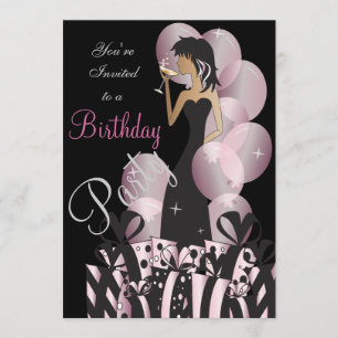 Birthday or Bachelorette Pink Party Girl Invitation