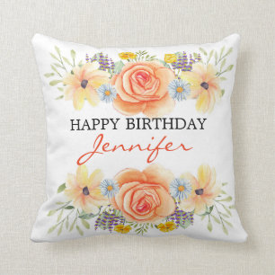 Birthday Orange Roses  Cushion