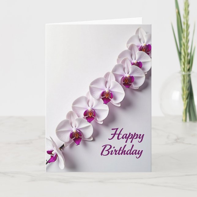 Birthday Orchid Bloom Card (Front)