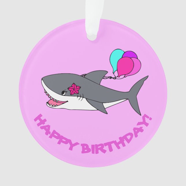 Birthday ornament with cute shark (Front)