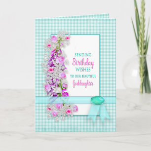 Birthday, OUR Goddaughter, Garden Flowers, Gingham Card