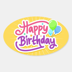 BIRTHDAY OVAL STICKER
