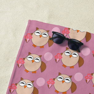 Birthday Owl Beach Towel
